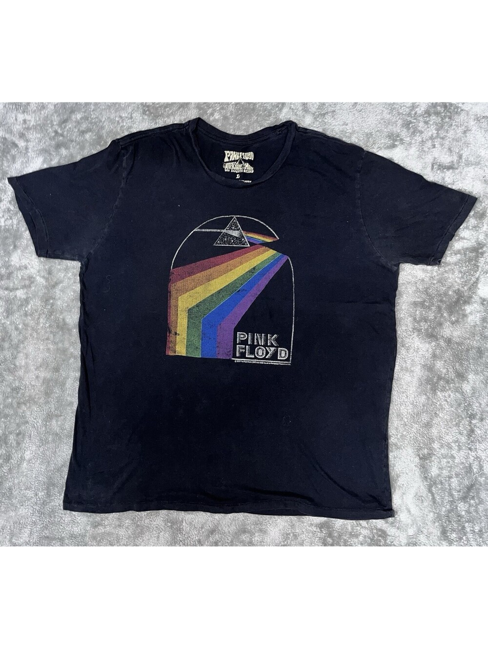 Pink Floyd Dark Side of the Moon Lucky Brand Blk SS Graphic Shirt Men's Large